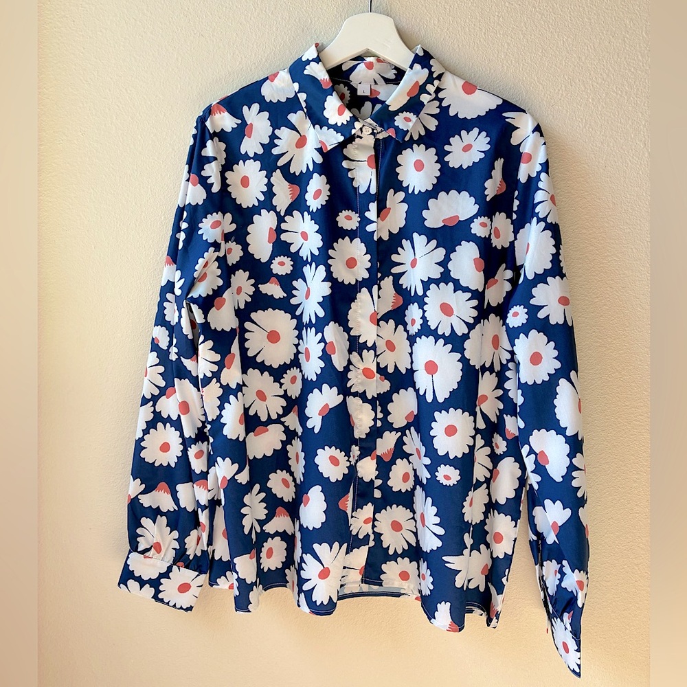 Unbranded Floral Button Up (Size:L)